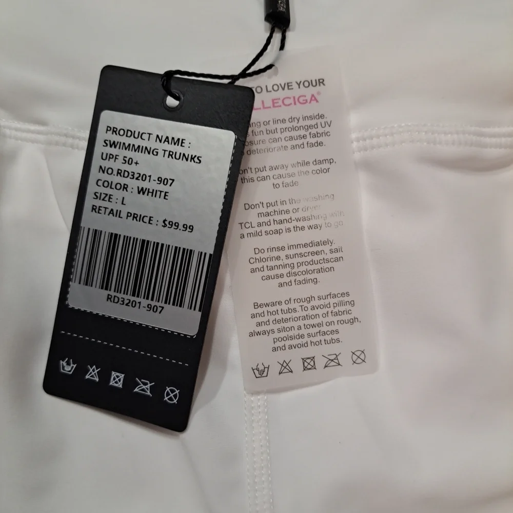 Relleciga Ladies Swimming Trunks White Size L NWT $99.99